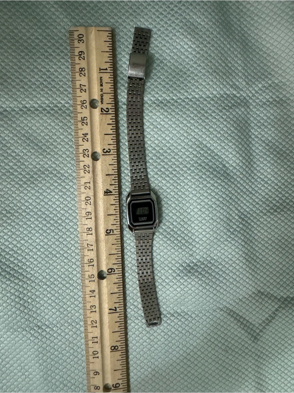 Unisex Timex Silver Stainless Steel Digital Watch with Black Dial